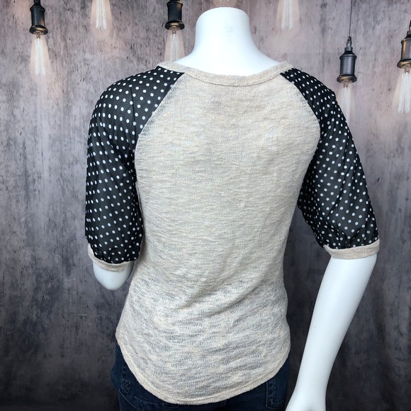 Mauve Owl Bohemian Knit Polka Dot Top Blouse Med - Picture 4 of 7